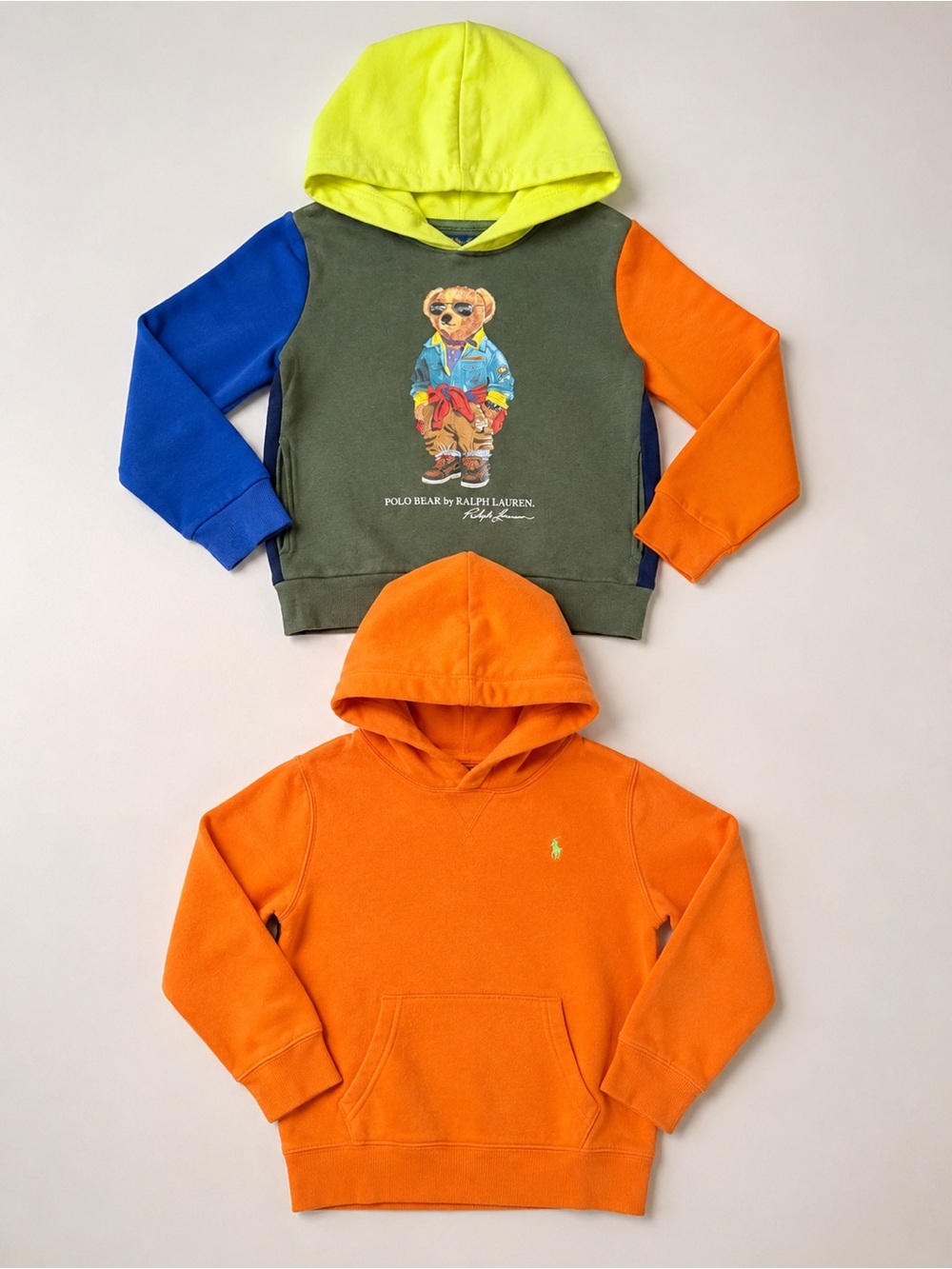 Polo by Ralph Lauren Colorblock Polo Bear Hoodie & Orange Pullover Set